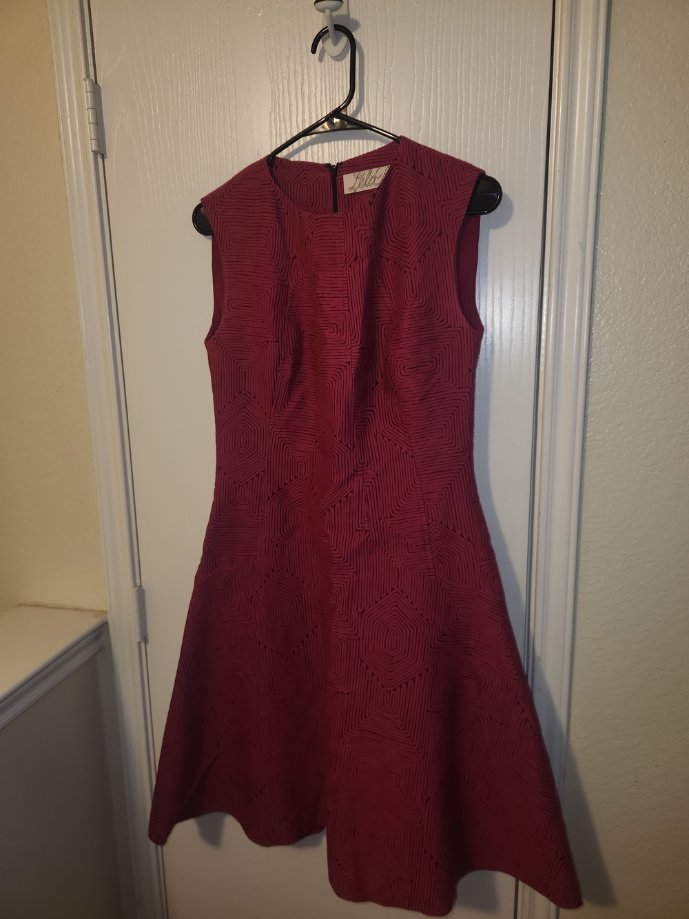 Lela Rose Wine Textured A-Line Mini Dress